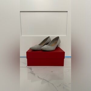 Light Gray Suede Kitten Heels